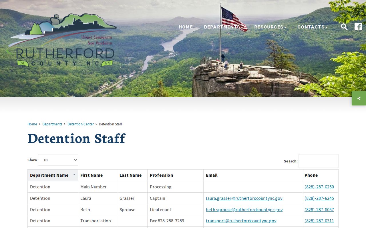 Rutherford County Detention Center Processing and release operations contacts