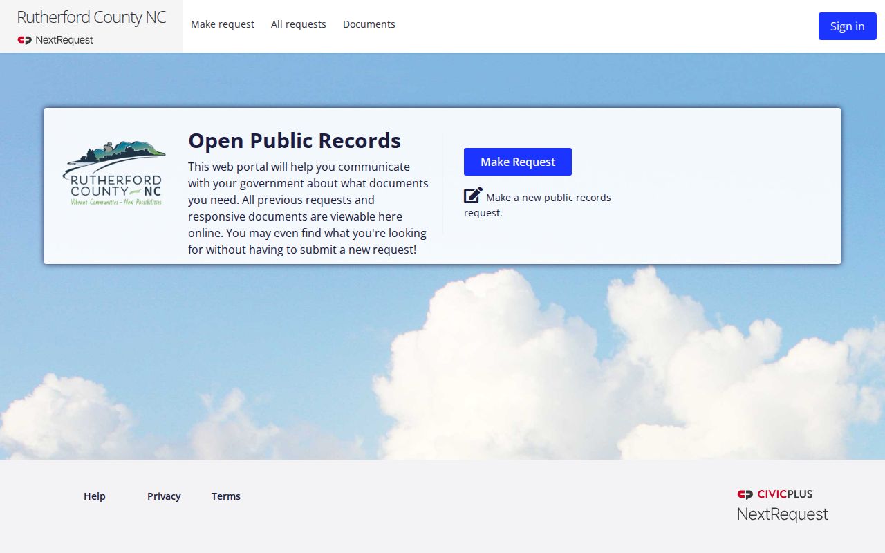 Rutherford County NextRequest public records portal