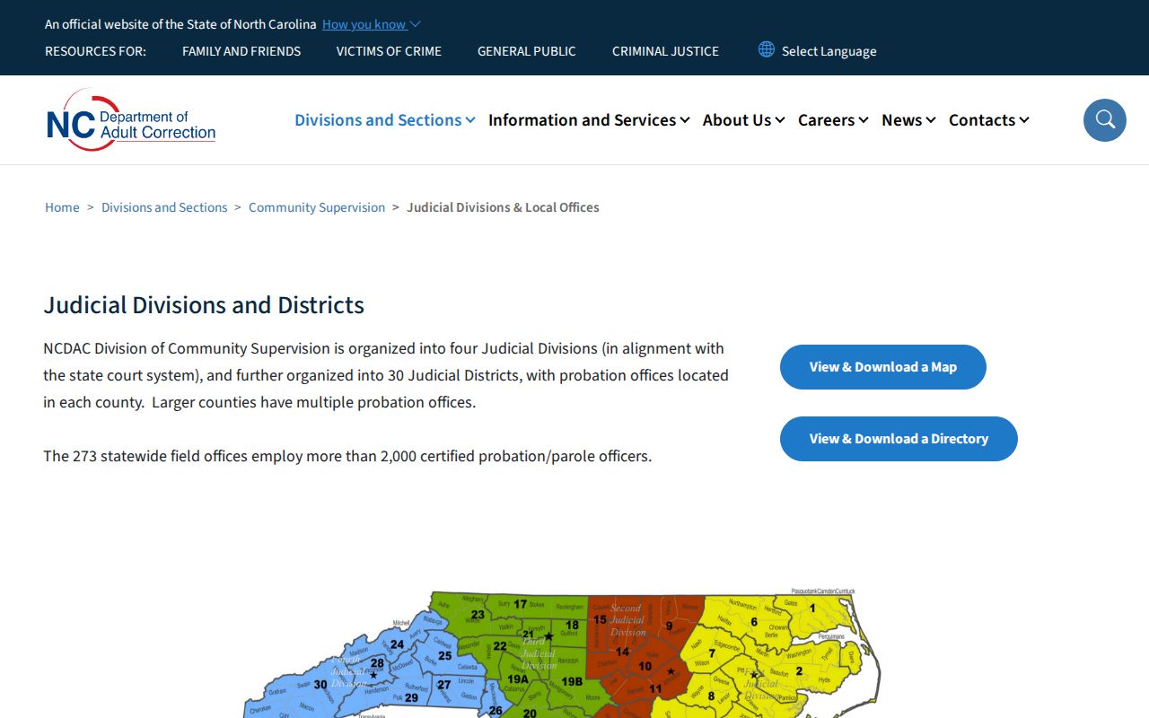 NCDAC office directory for Rutherford County probation and parole supervision