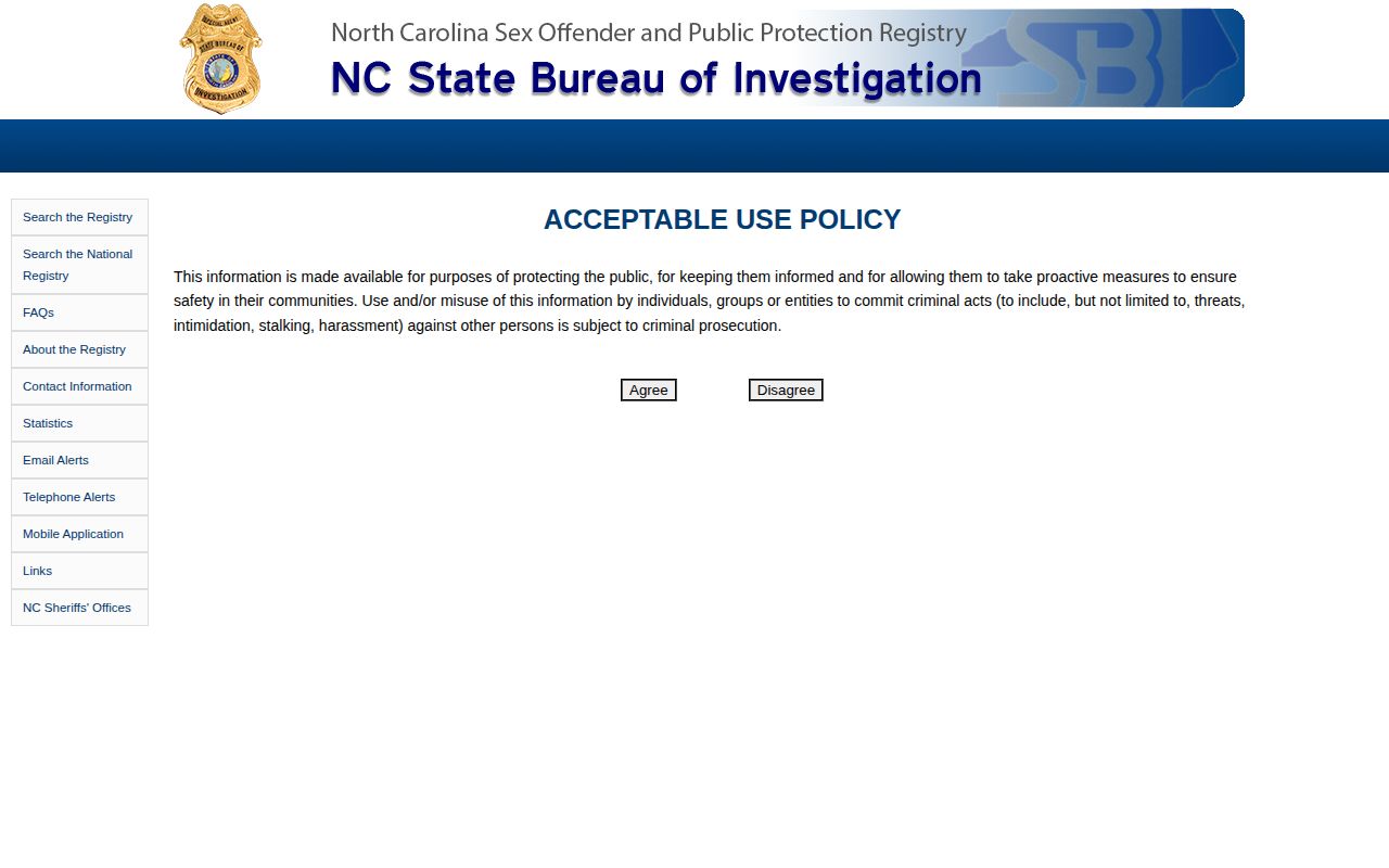North Carolina SBI registry image channel for a Rutherford County released person